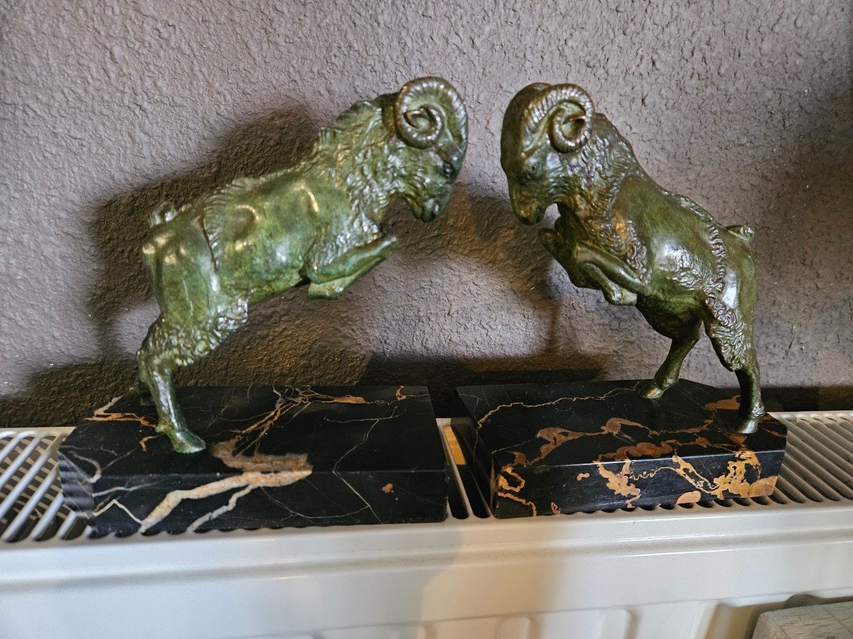 Art Deco Bronze Ibexes Bookends