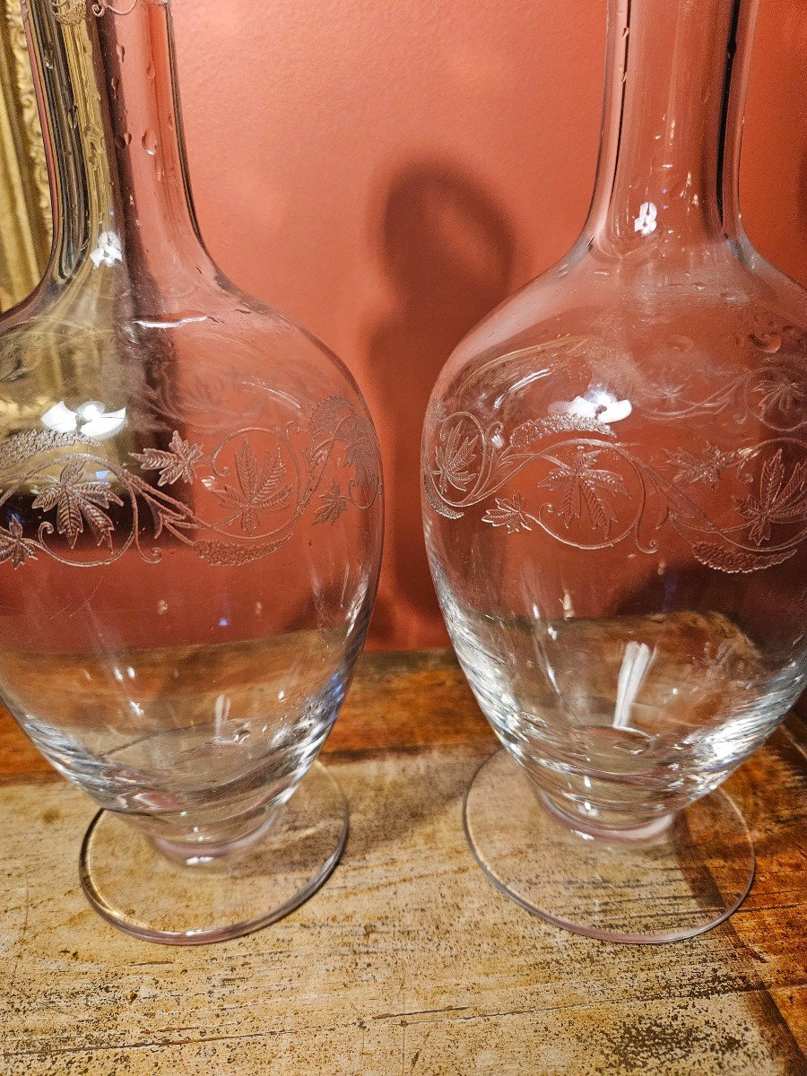 Pair Of Baccarat Crystal Decanters 19th -photo-2