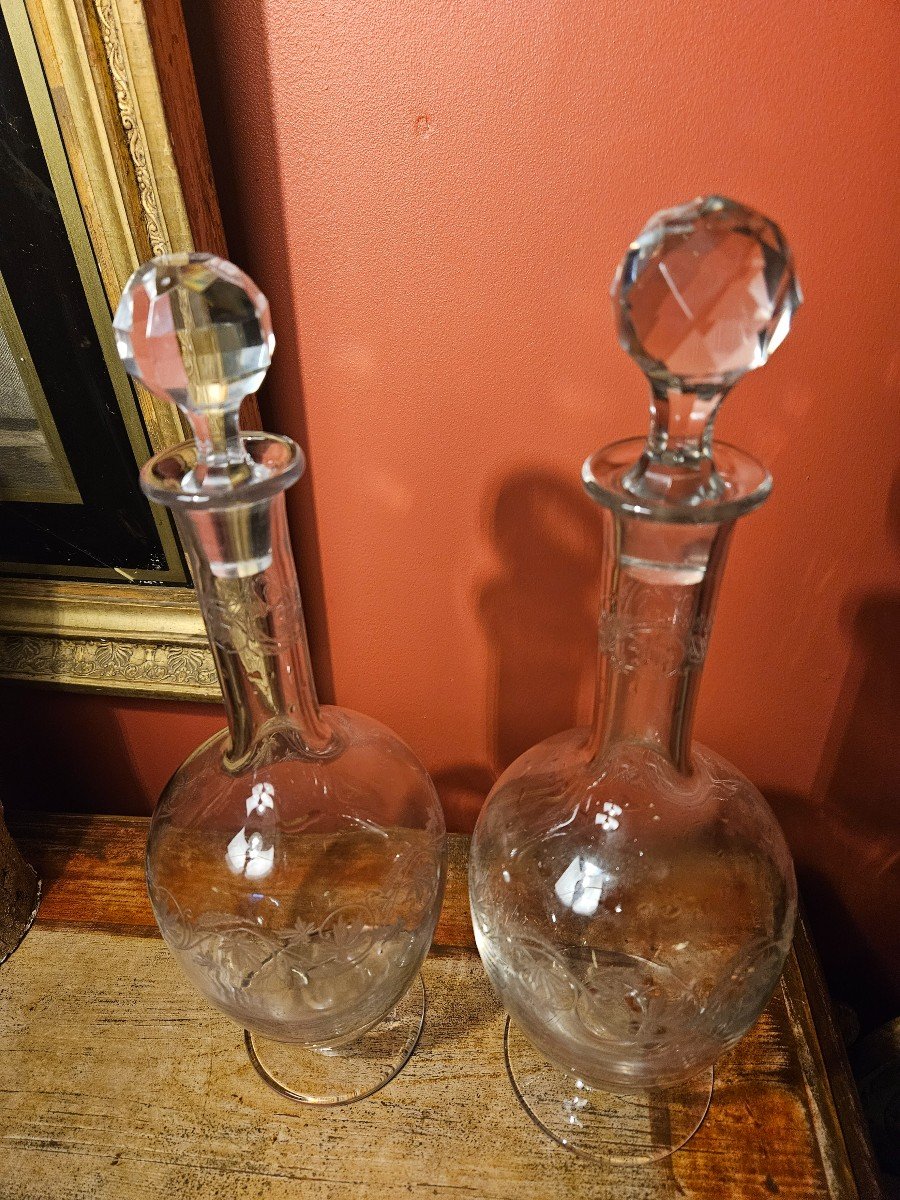 Pair Of Baccarat Crystal Decanters 19th -photo-3