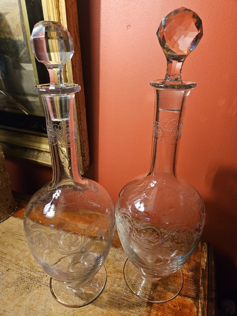 Pair Of Baccarat Crystal Decanters 19th -photo-1