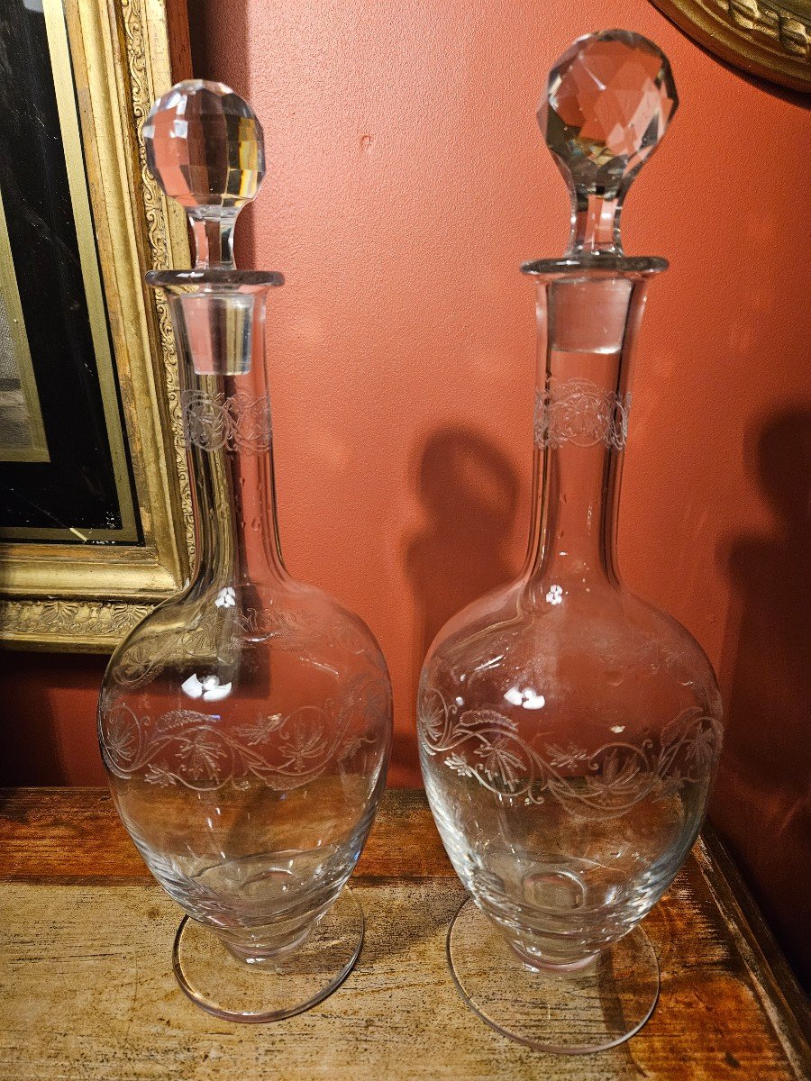 Pair Of Baccarat Crystal Decanters 19th 