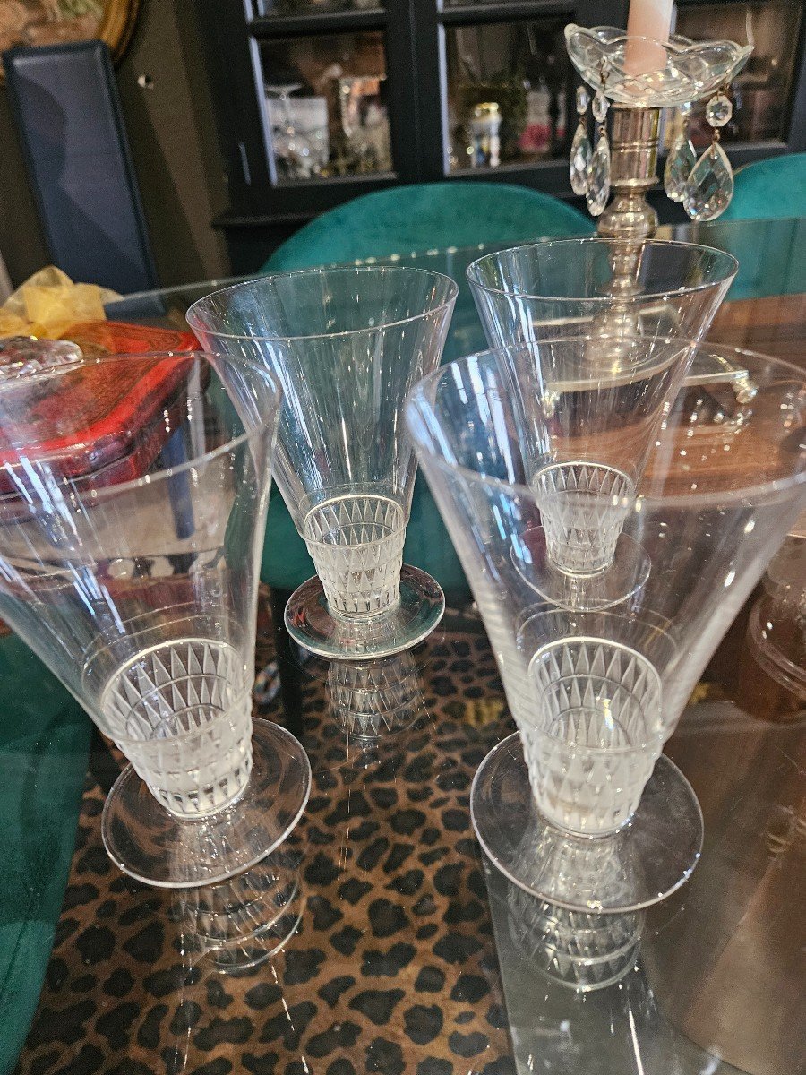 4 Verres Art Deco Laique France-photo-2