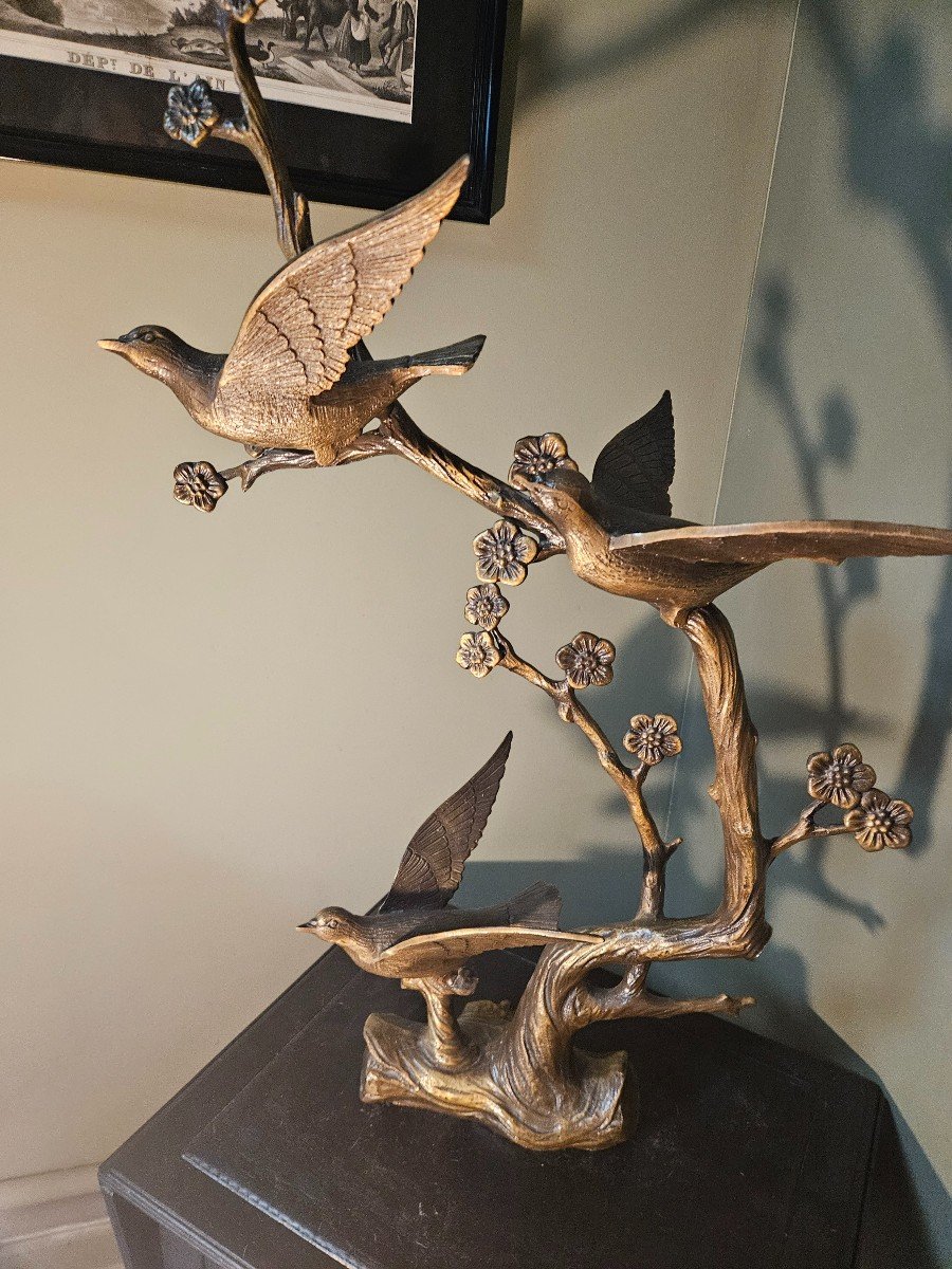 Sculpture  d oiseaux  en bronze  vintage-photo-2