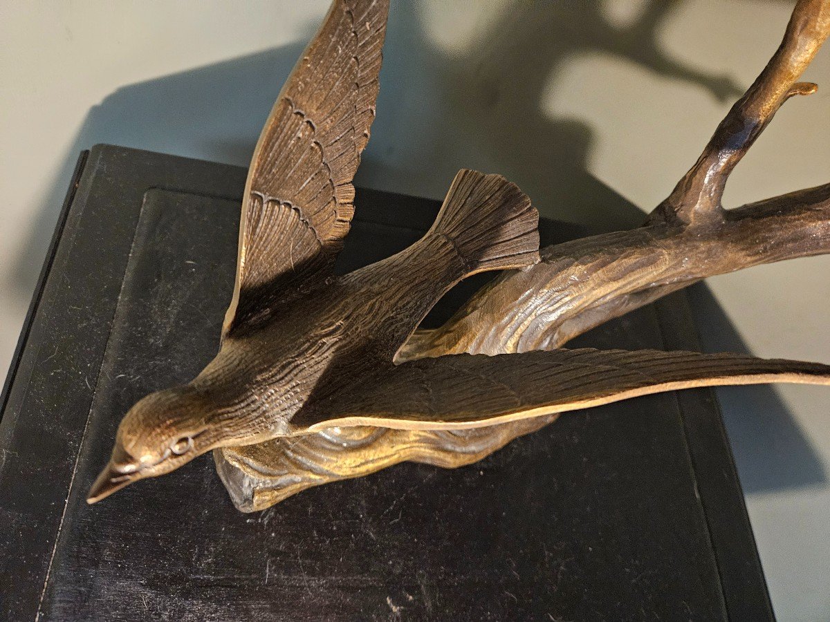 Sculpture  d oiseaux  en bronze  vintage-photo-3