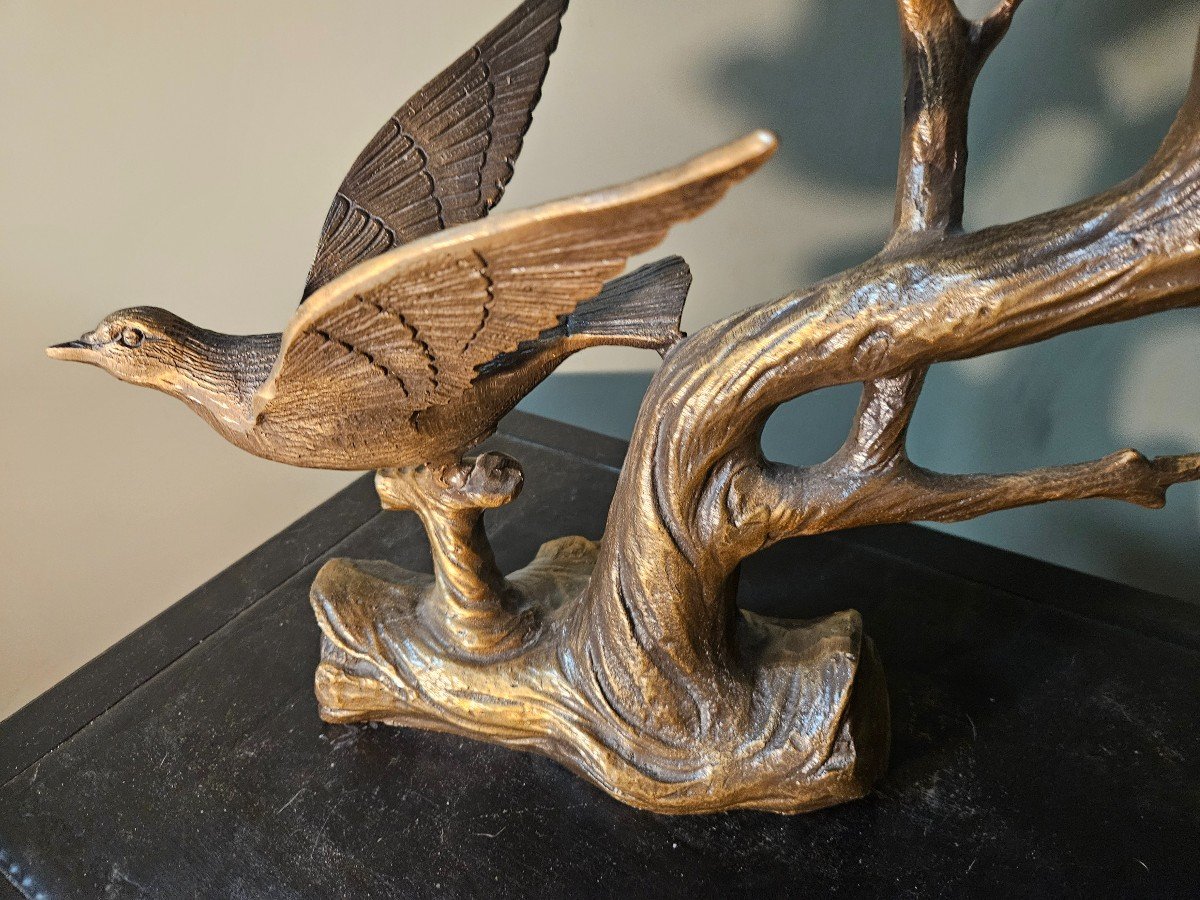 Sculpture  d oiseaux  en bronze  vintage-photo-4