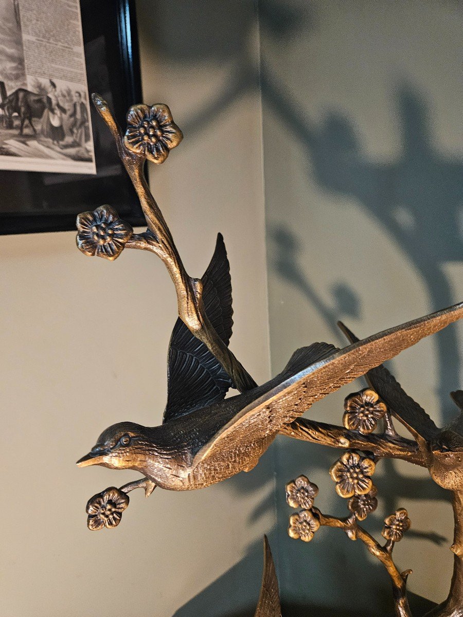 Sculpture  d oiseaux  en bronze  vintage-photo-1