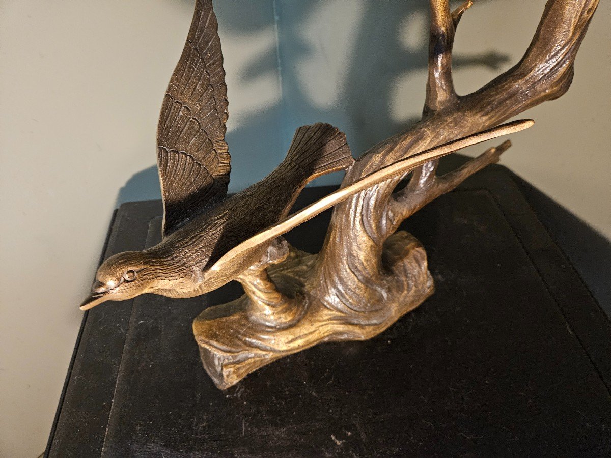 Sculpture  d oiseaux  en bronze  vintage-photo-2