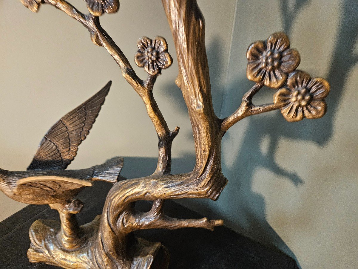 Sculpture  d oiseaux  en bronze  vintage-photo-3