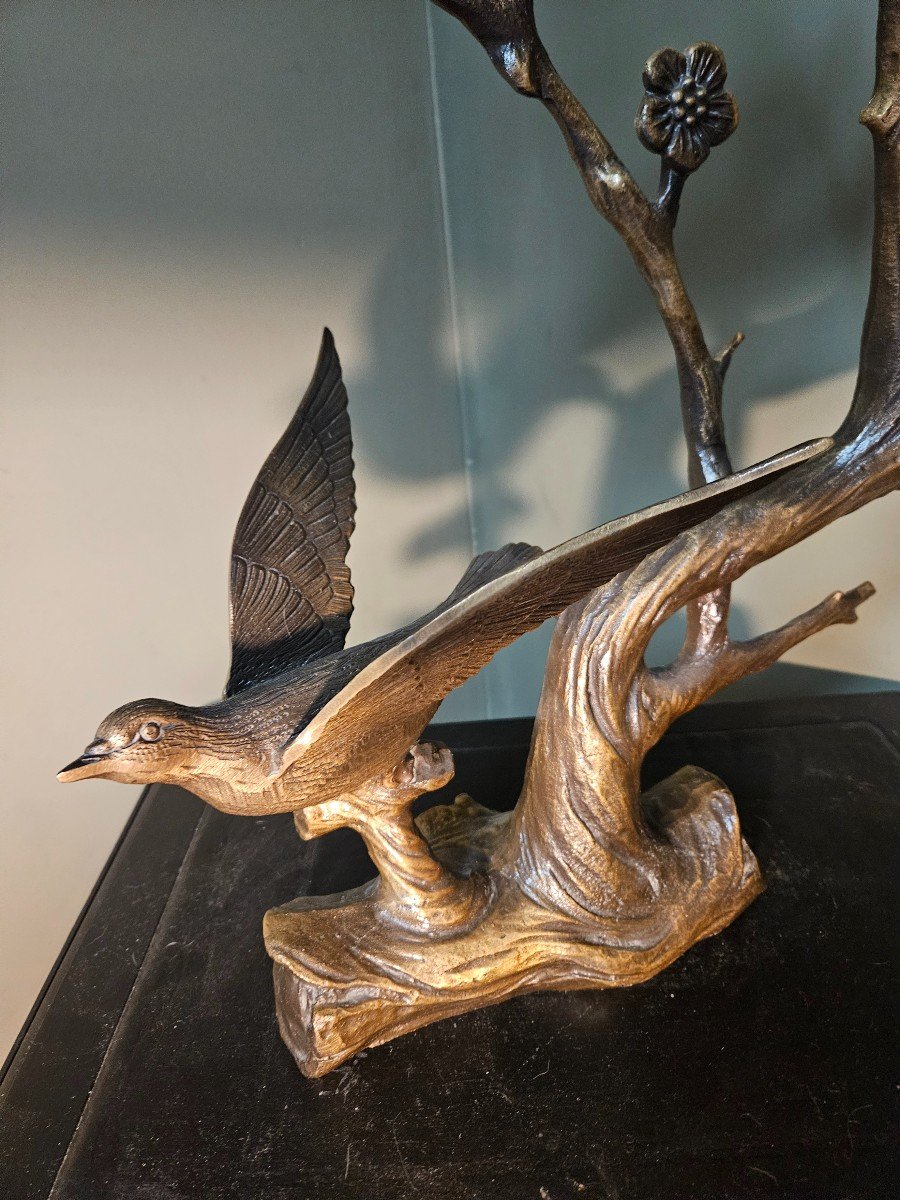 Sculpture  d oiseaux  en bronze  vintage-photo-4