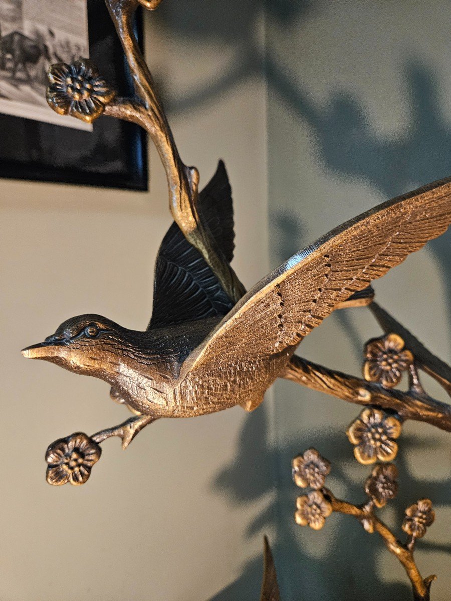 Sculpture  d oiseaux  en bronze  vintage-photo-5