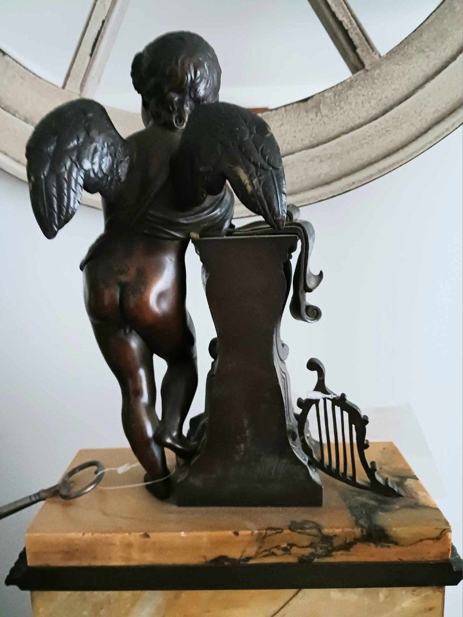 Pendule En  Marbre Jaune De Sienne Et Bronze époque Restauration-photo-6