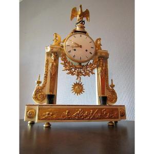 Louis XVI Clock In Marble And Bronze With Sphinx And Caryatids,