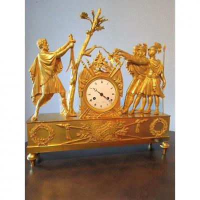 Gilt Bronze Empire Clock The Oath Of The Horatii