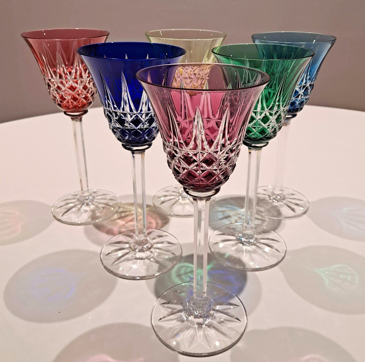 6 Large Crystal Glasses From Saint-louis Color Model Tarn-photo-3