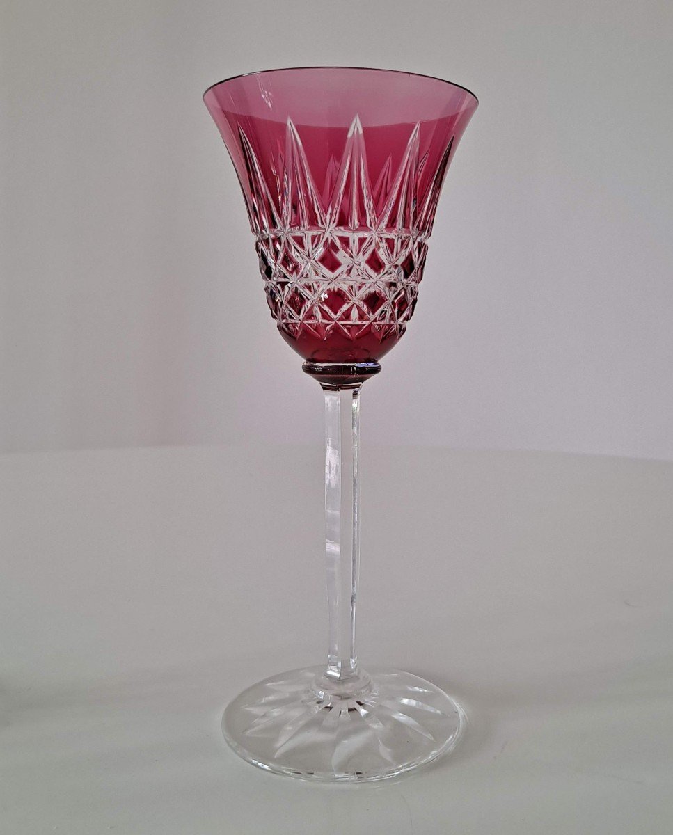 6 Large Crystal Glasses From Saint-louis Color Model Tarn-photo-5