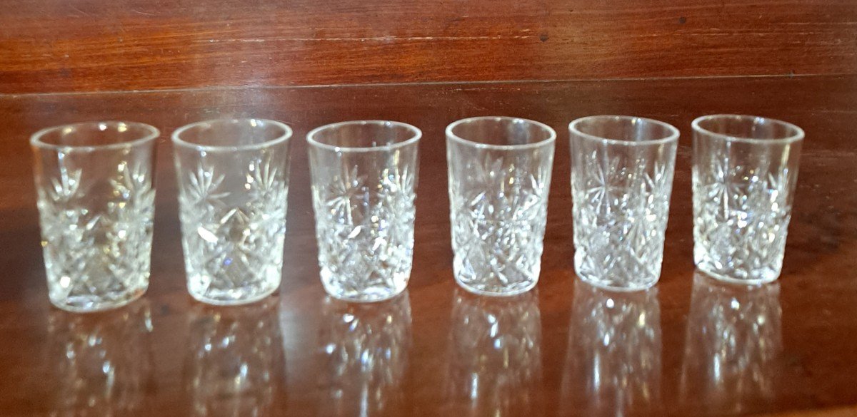 6 Saint Louis Crystal Shot Or Liqueur Glasses-photo-3