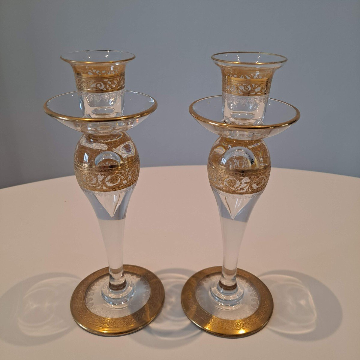 Pair Of Saint Louis Candlesticks Thistle Model-photo-1