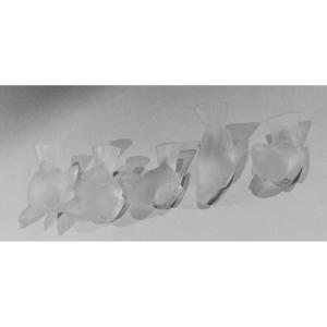 Series Of 5 Lalique Sparrows