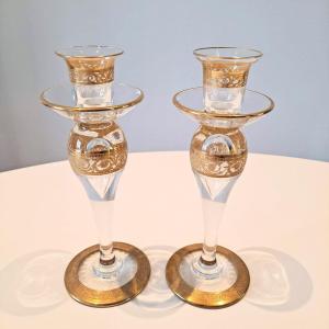 Pair Of Saint Louis Candlesticks Thistle Model