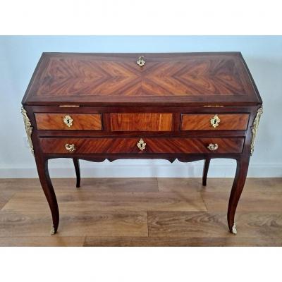 Bureau De Pente époque Louis XV Marqueterie 