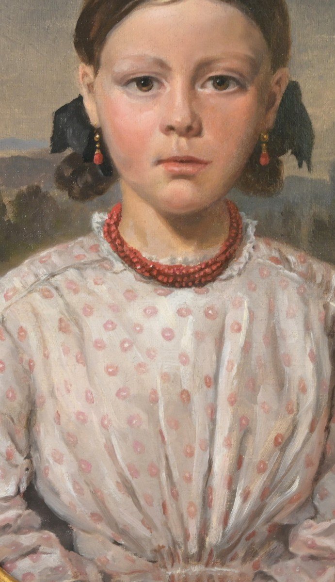 Portrait Of A Young Girl With A Coral Necklace, Oil On Canvas, Circa 1820-photo-2