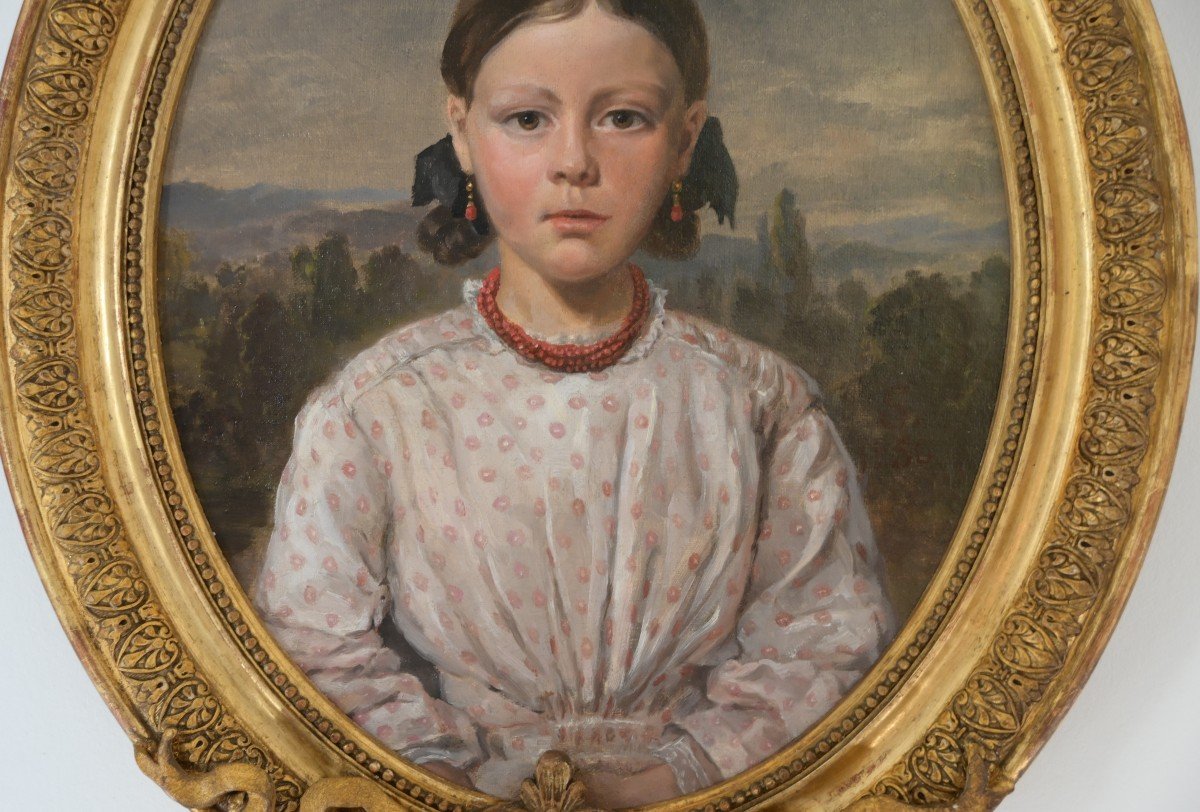 Portrait Of A Young Girl With A Coral Necklace, Oil On Canvas, Circa 1820-photo-3