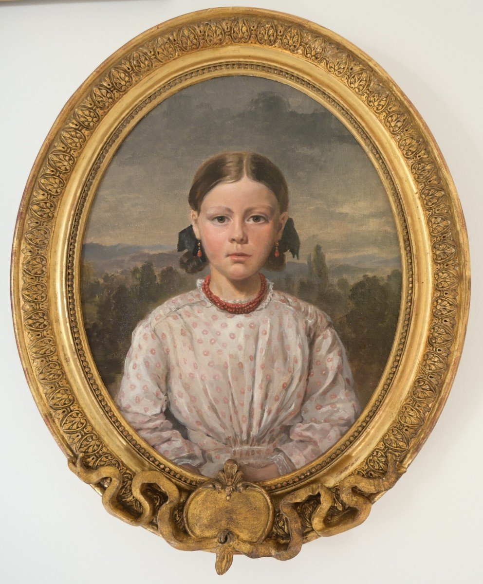 Portrait Of A Young Girl With A Coral Necklace, Oil On Canvas, Circa 1820