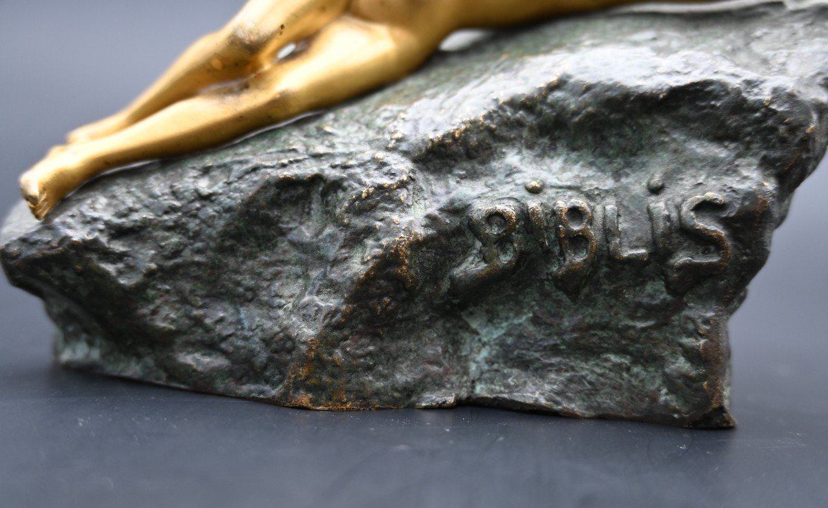 "Biblis Femme Sur Un Rocher", Bronze, Ernest Want-photo-3