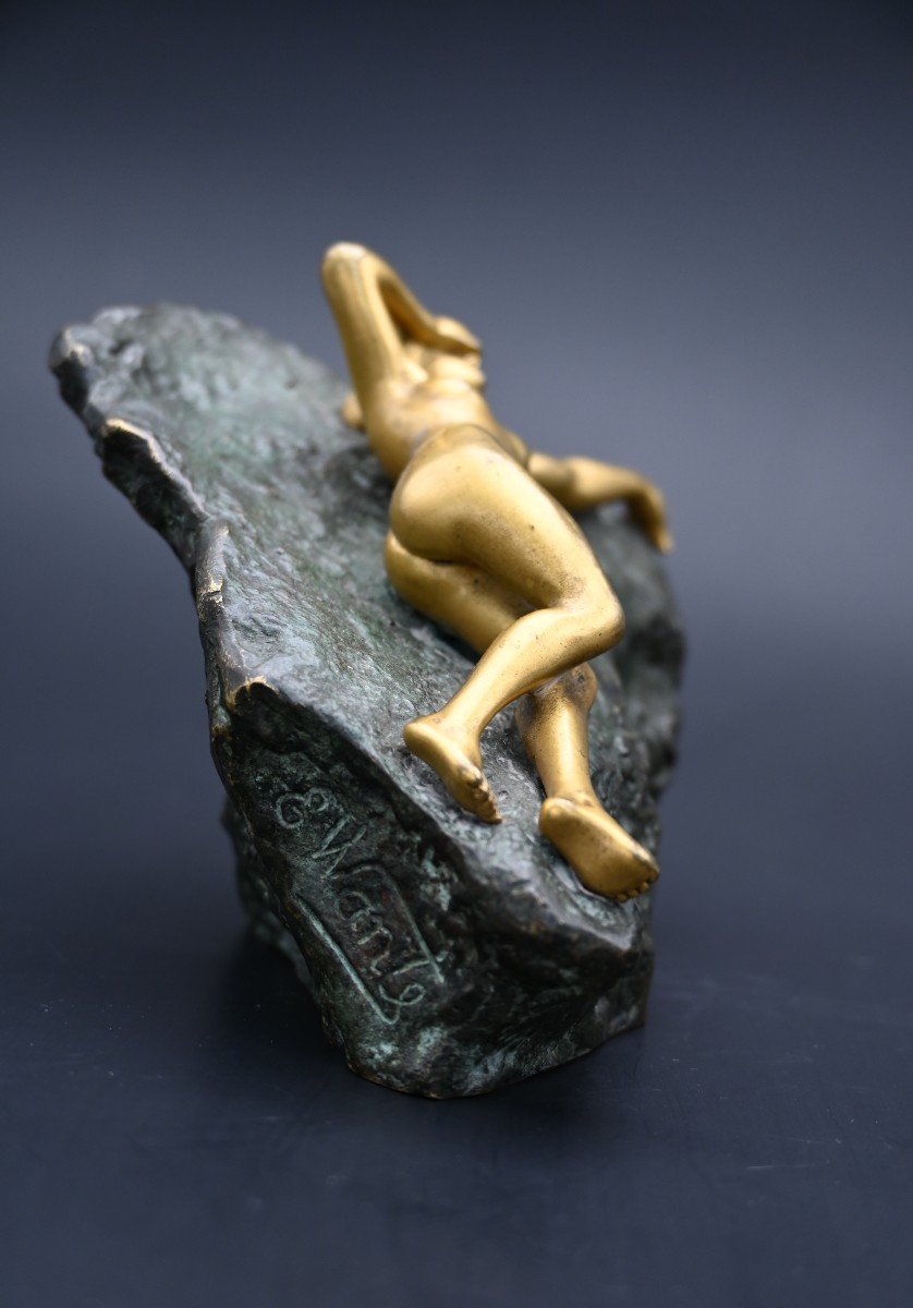 "Biblis Femme Sur Un Rocher", Bronze, Ernest Want-photo-1