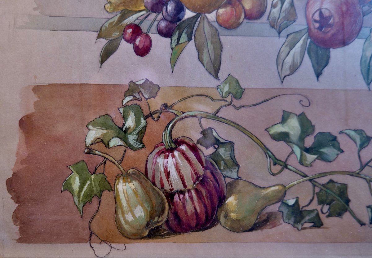 Anonymous Late 19th Century "plant Study" Watercolor And Gouache - Circa 1900 - Work On Display-photo-2