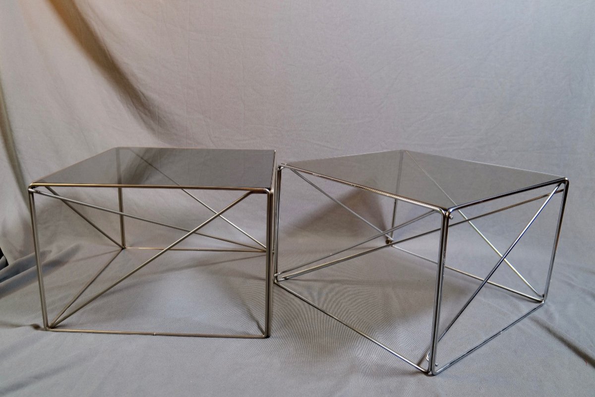 Pair Of "isosceles" Side Tables By Max Sauze - Design -photo-2