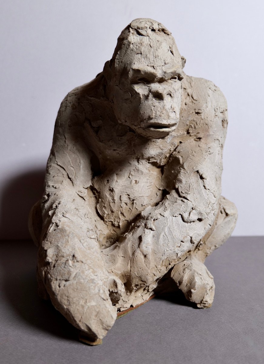 Sculpture "sitting Gorilla" - Animal