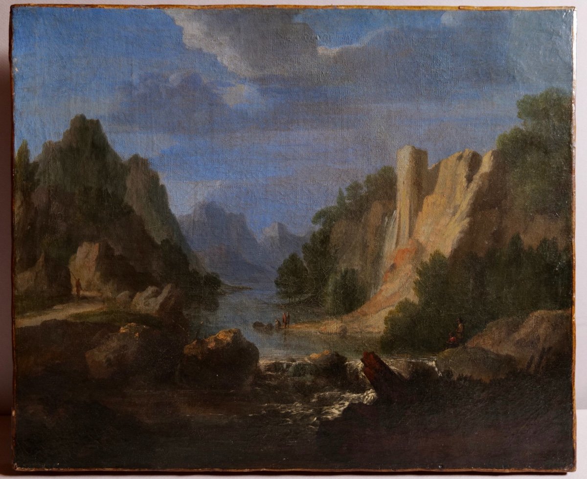 Painting Attributed To Allart Van Everdingen (1621 - 1675) "mountainous Landscape At The River" 