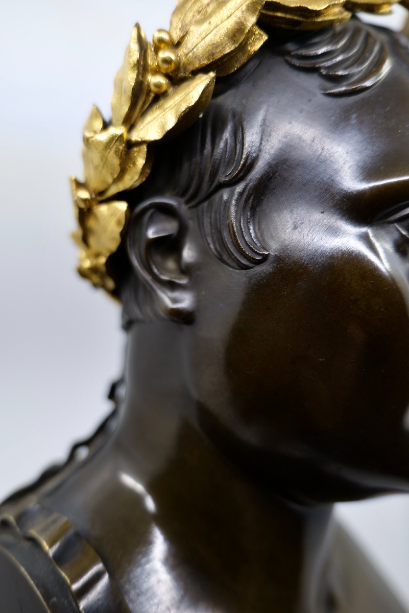 Large Bust Of Napoleon Crowned With Two Laurel Branches - Late 19th - Early 20th Century-photo-2