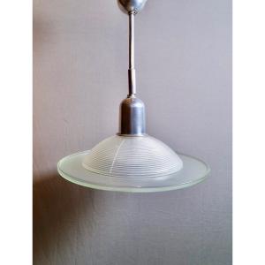 Lampe Suspension Holophane Grand Modèle - Verre - Années 60