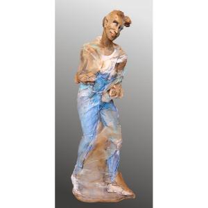 Grande Sculpture France Et Hugues Siptrott "personnage" - Alsace 