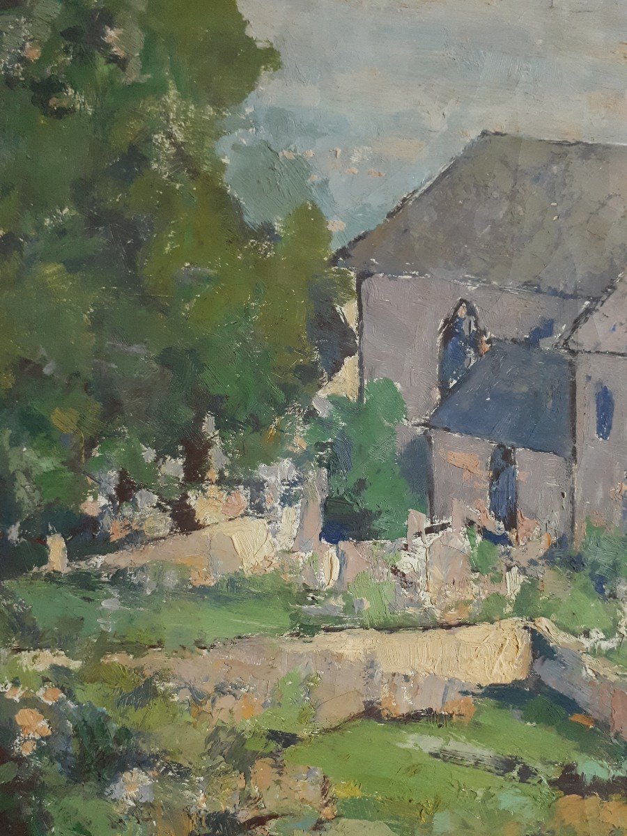 Léon LAUNAY (1890-1956) Abbaye de Graville Le Havre huile sur toile-photo-3