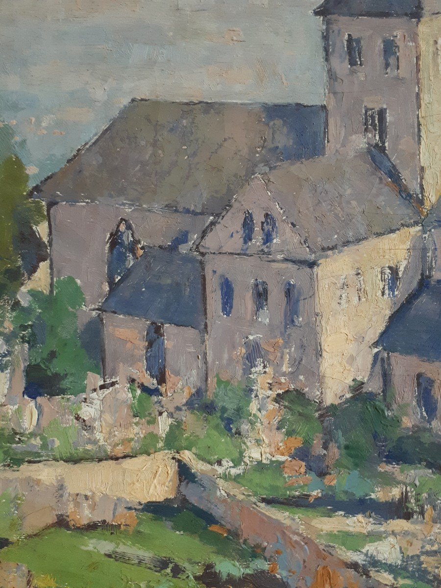 Léon LAUNAY (1890-1956) Abbaye de Graville Le Havre huile sur toile-photo-4