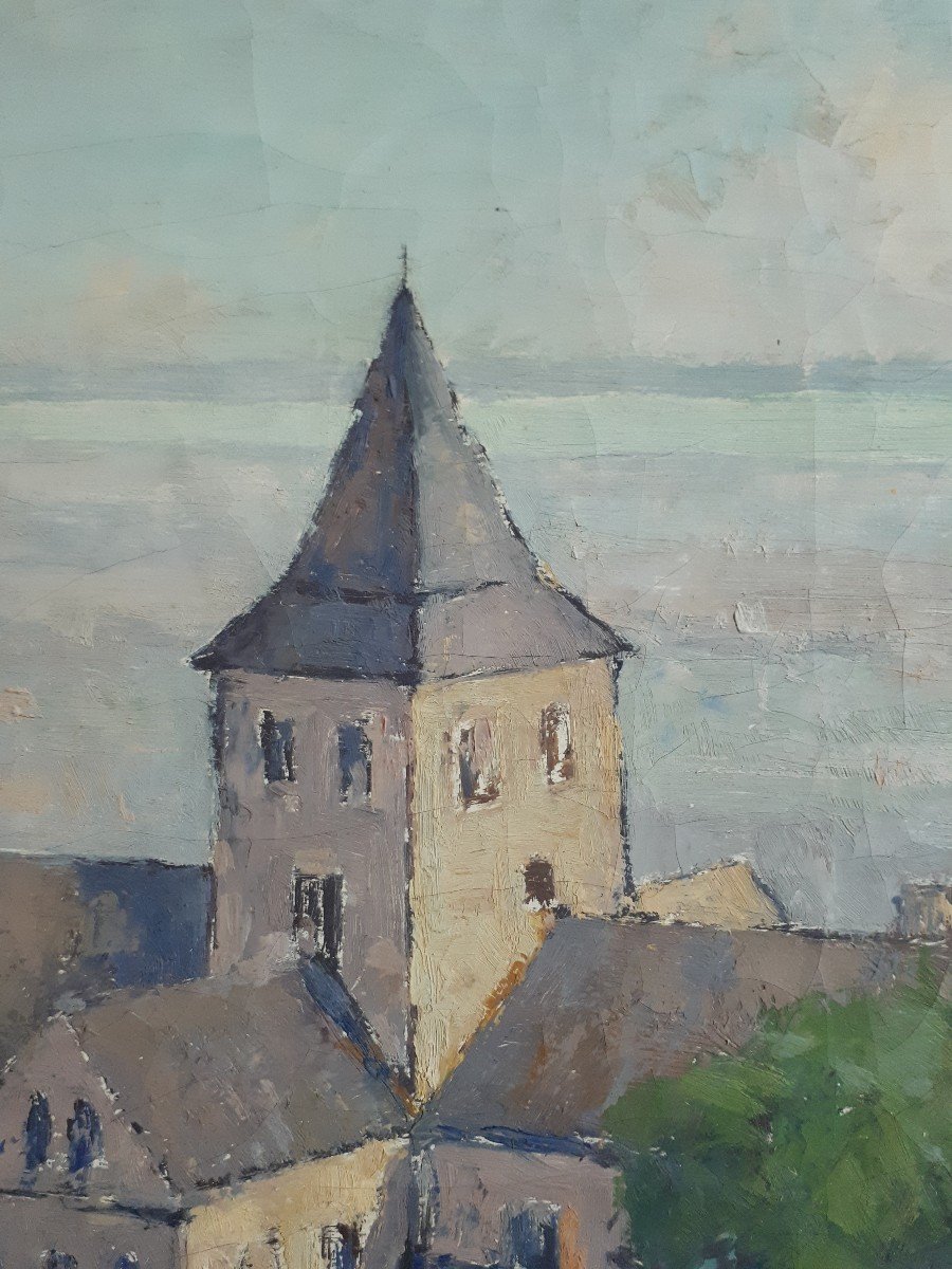 Léon LAUNAY (1890-1956) Abbaye de Graville Le Havre huile sur toile-photo-1