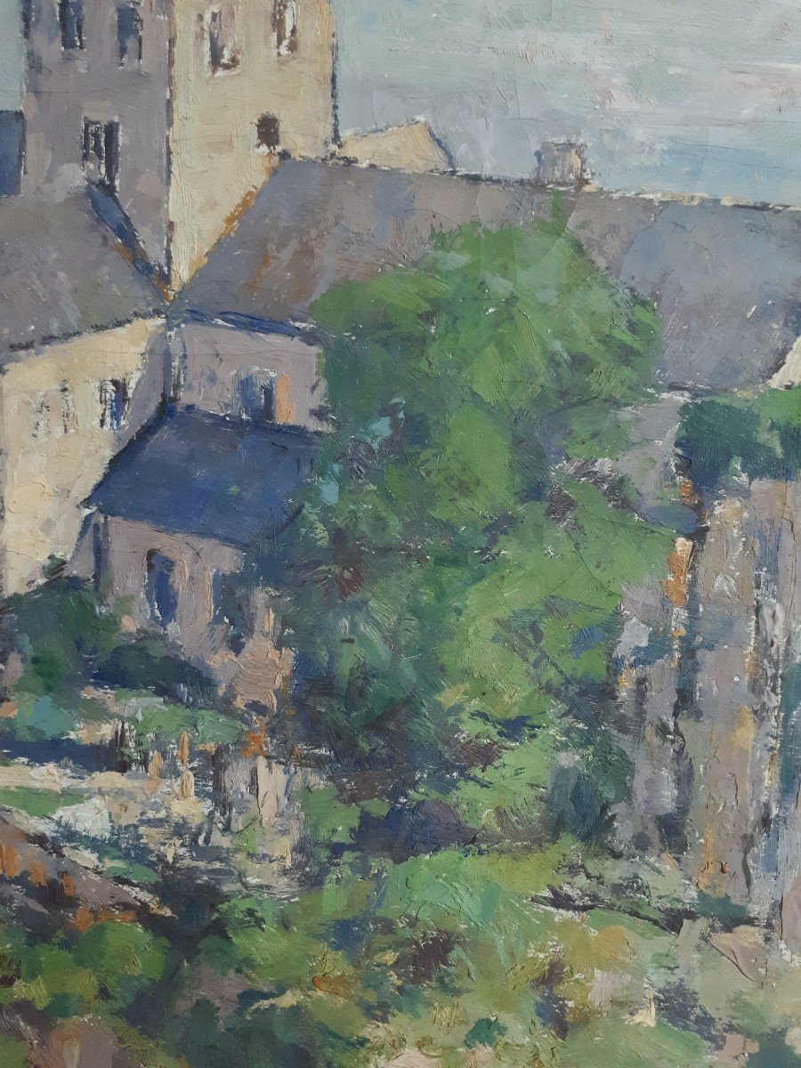 Léon LAUNAY (1890-1956) Abbaye de Graville Le Havre huile sur toile-photo-2