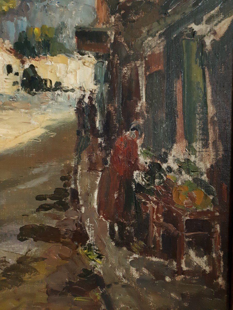 Charles BLONDIN (1913-1991) huile sur toile scène de marché provençal Provence-photo-5