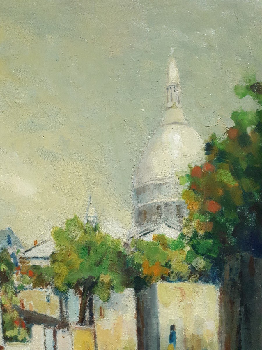 Charles Piat Oil On Panel Paris Montmartre Basilica Of The Sacred Heart-photo-4