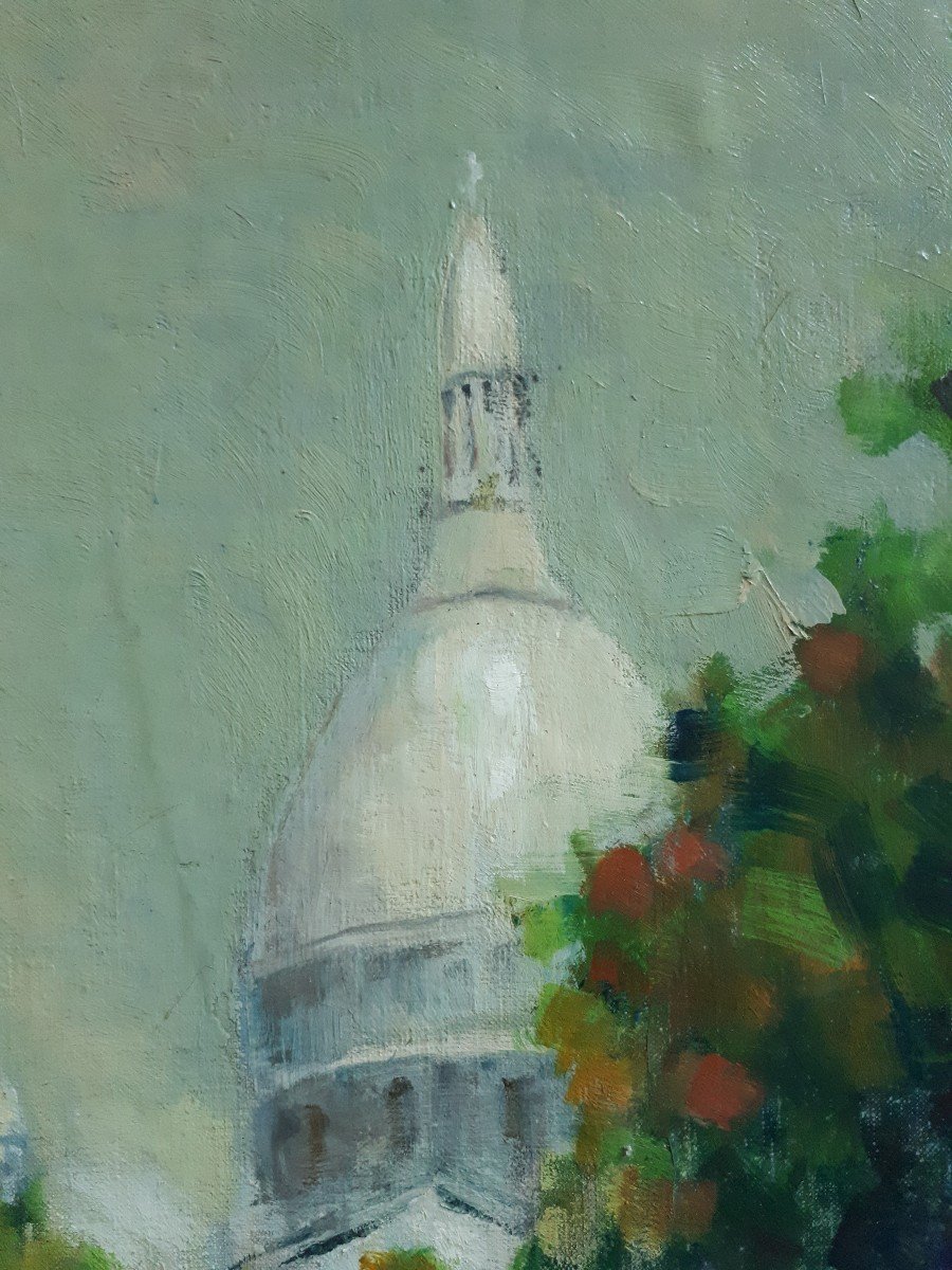 Charles PIAT huile sur panneau Paris Montmartre basilique du Sacré-Coeur-photo-6