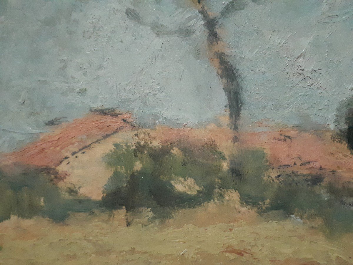 Painting  Oil On Wood Provençal Landscape (signed) First Half Of The 20th Century-photo-1