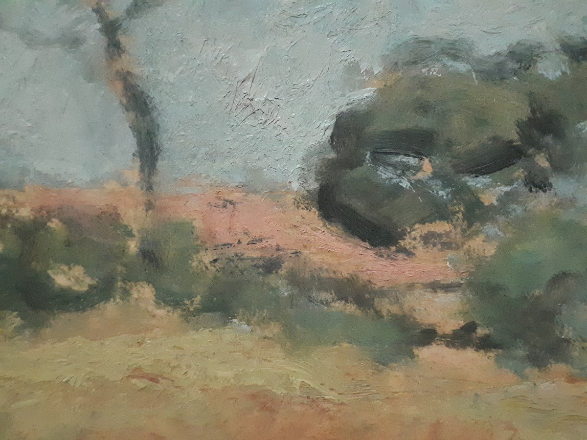 Painting  Oil On Wood Provençal Landscape (signed) First Half Of The 20th Century-photo-2