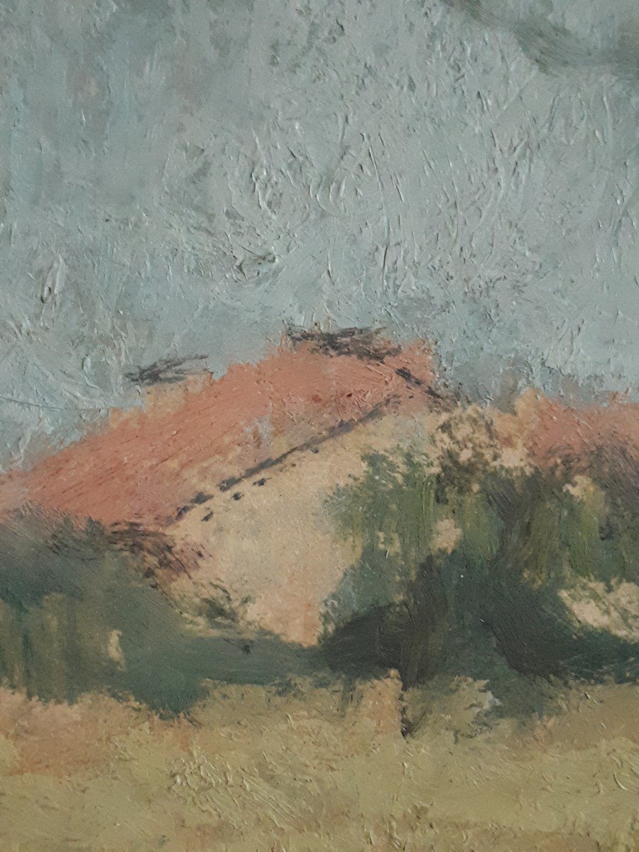 Painting  Oil On Wood Provençal Landscape (signed) First Half Of The 20th Century-photo-4