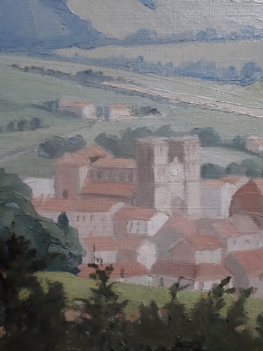 View Of Cublize Rhône Oil On Canvas Landscape Lucien Broyer Lyon School-photo-4