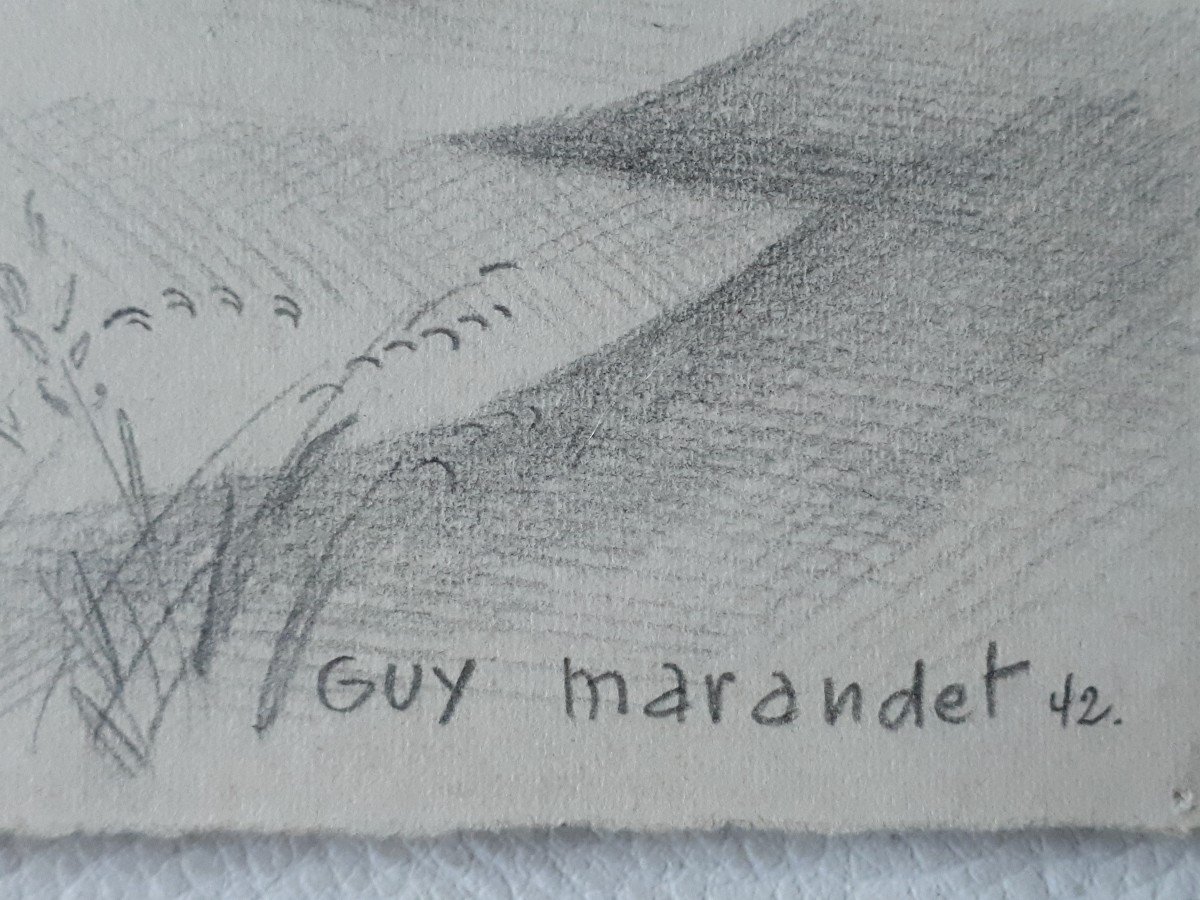 Guy MARANDET (1917-2011) dessin paysage de la Drôme 1942-photo-7