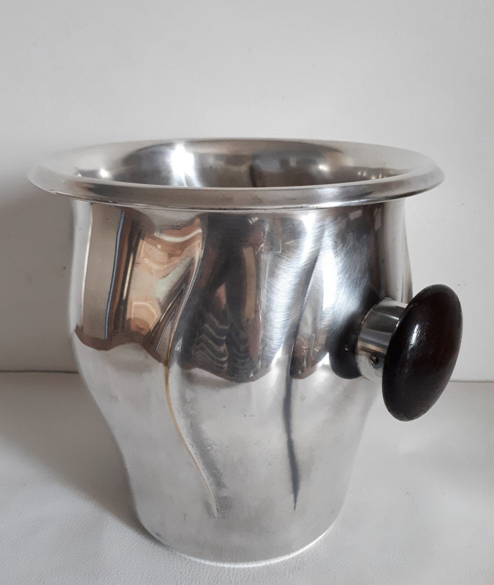 Wmf Champagne Bucket In Silver Metal And Macassar Ebony 1930 Art Deco-photo-1