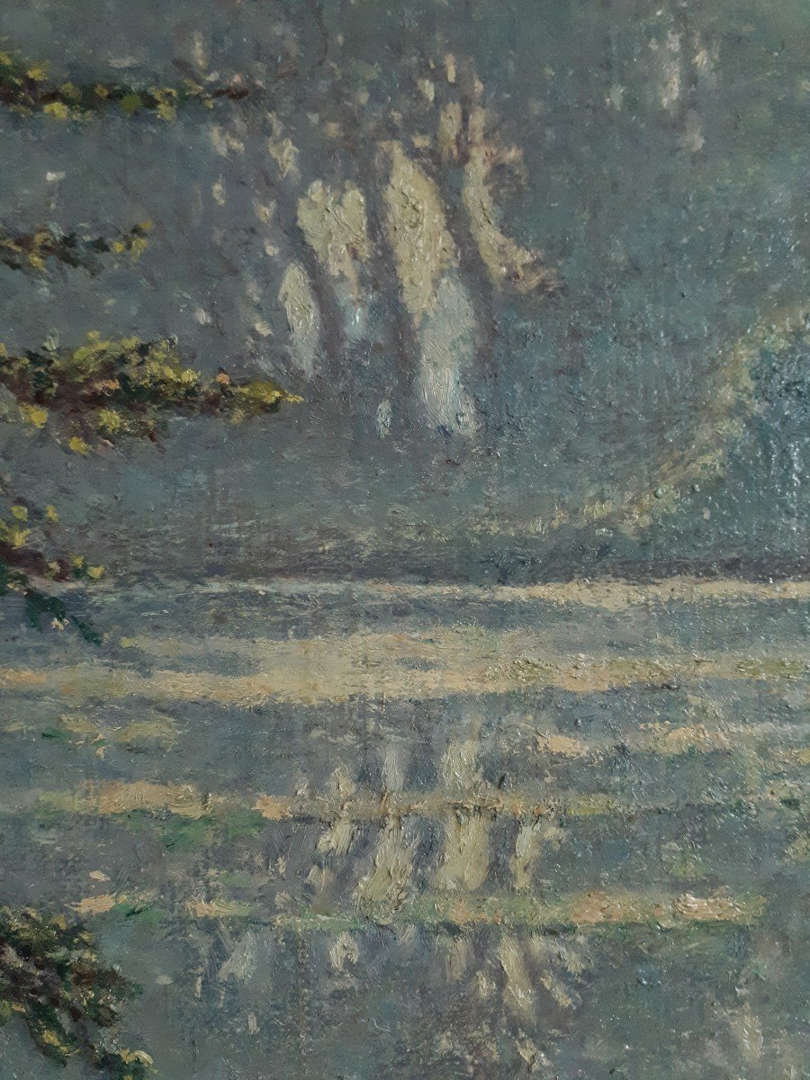 Ch. Deschler Lake Of Gravelle Wood Of Vincennes Oil On Canvas 1914-photo-4